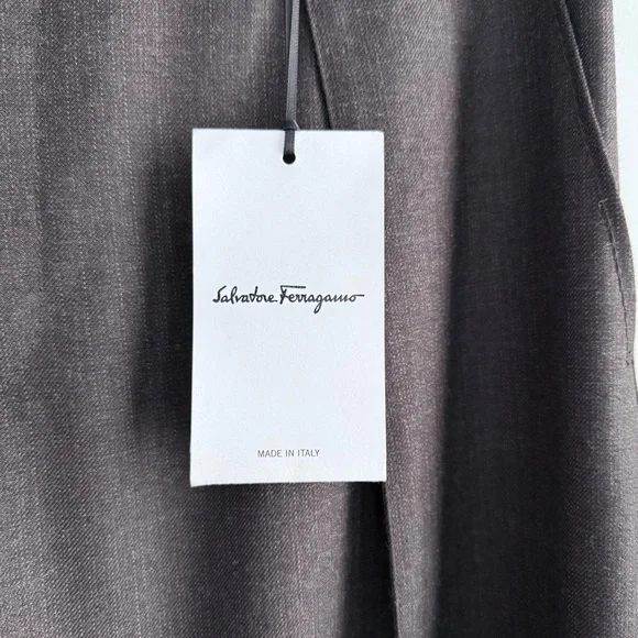 NWT Ferragamo Men’s Pleated Wool Trousers Toni Ganache Brown 52 IT US 36 Pants